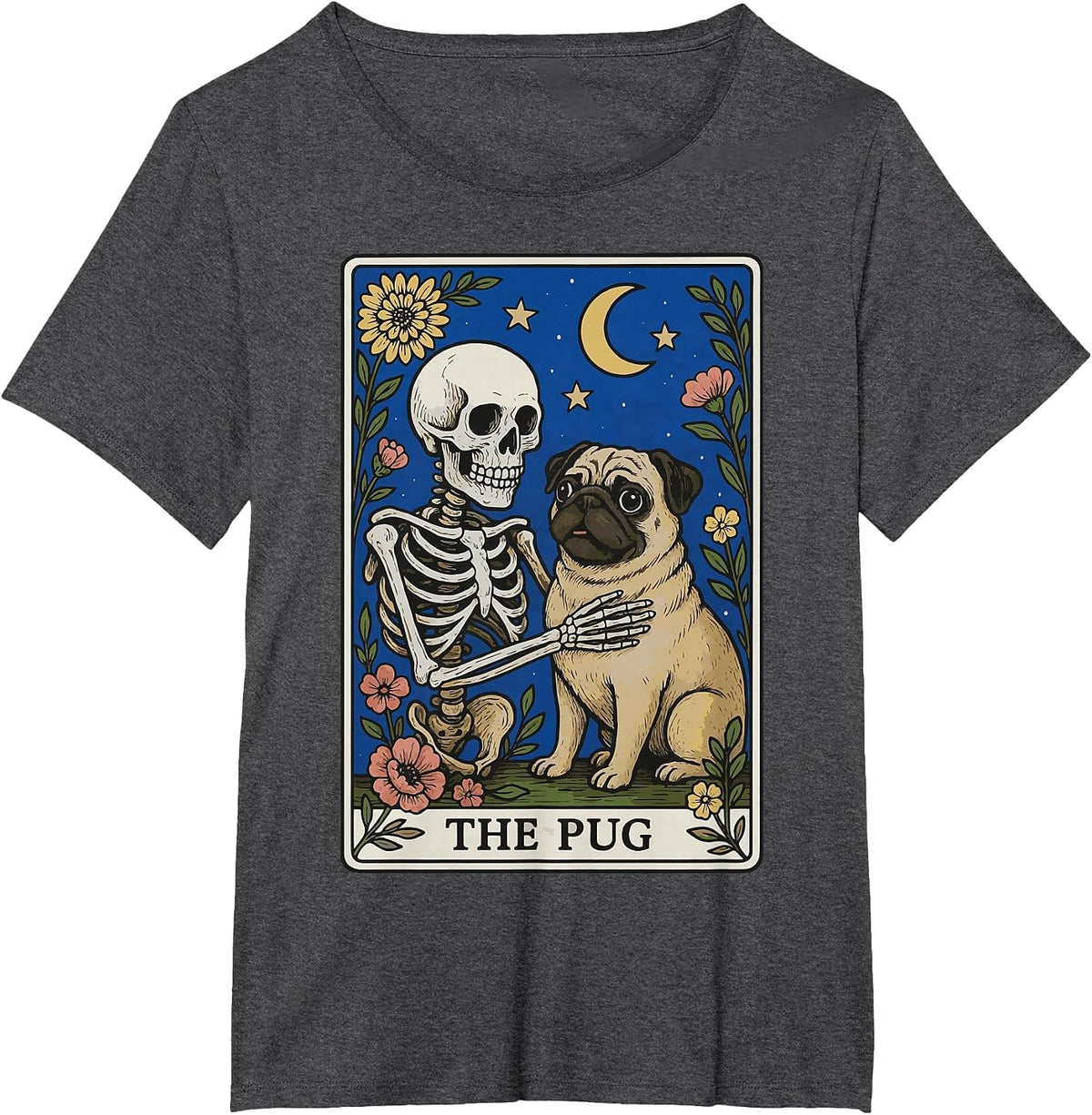 The Pug Tarot Card T-Shirt - Dark Heather Grey