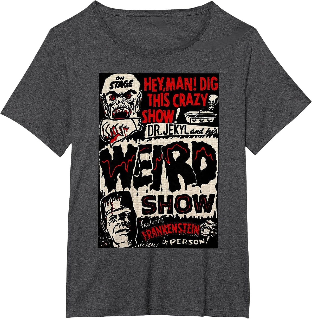 Horror Movie Monster Vintage Halloween Frankenstein T-Shirt - Dark Heather Grey