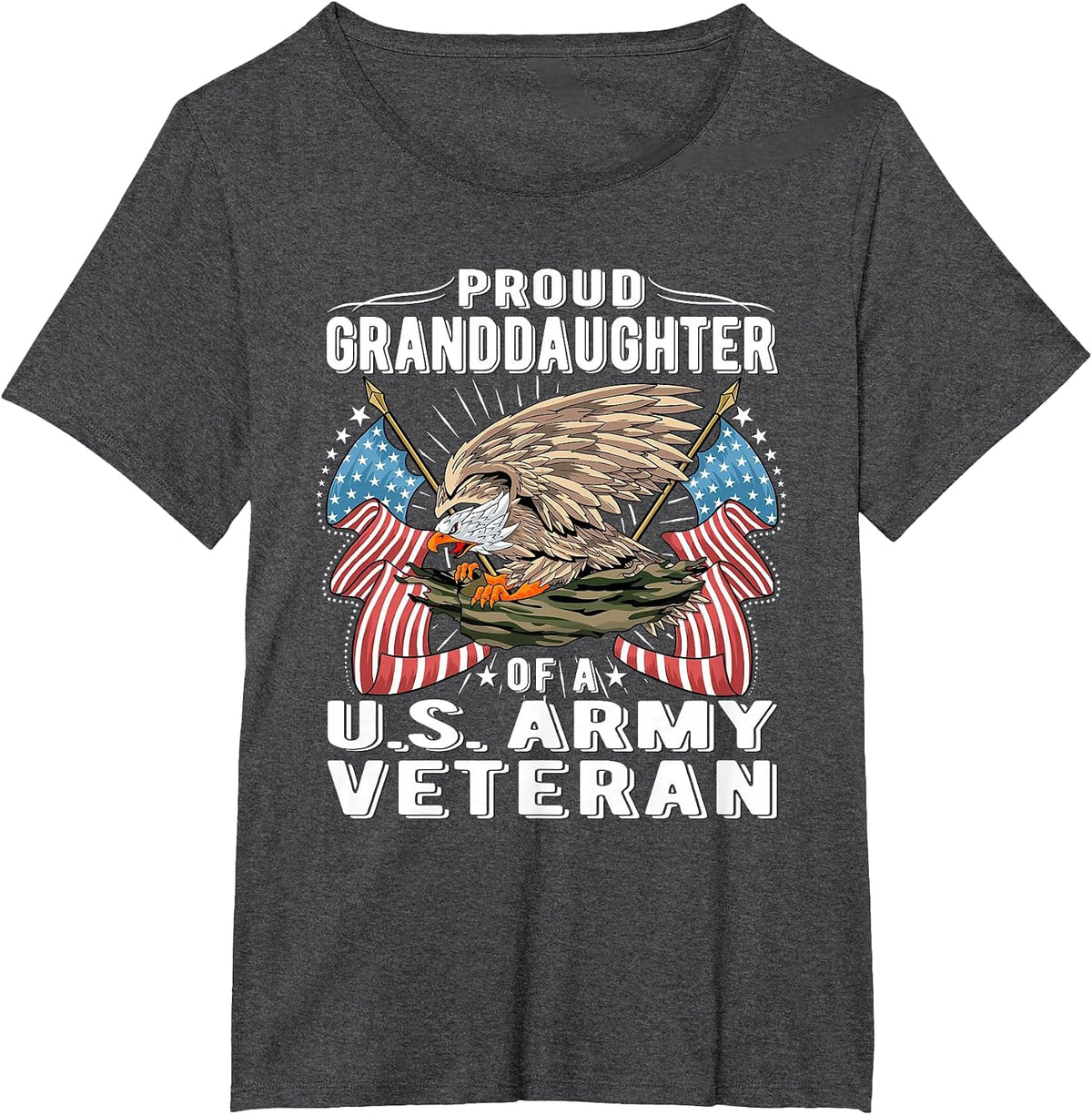 Proud Granddaughter of A US Army Veteran Military Vet Family T-Shirt - Dark Heather Grey