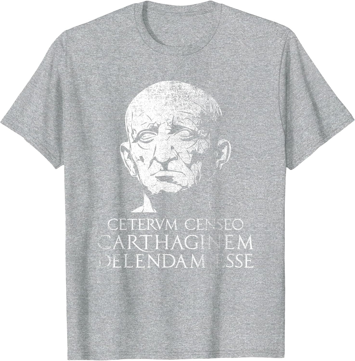 Carthage Must Be Destroyed Cato The Elder Quote T-Shirt - Heather Grey