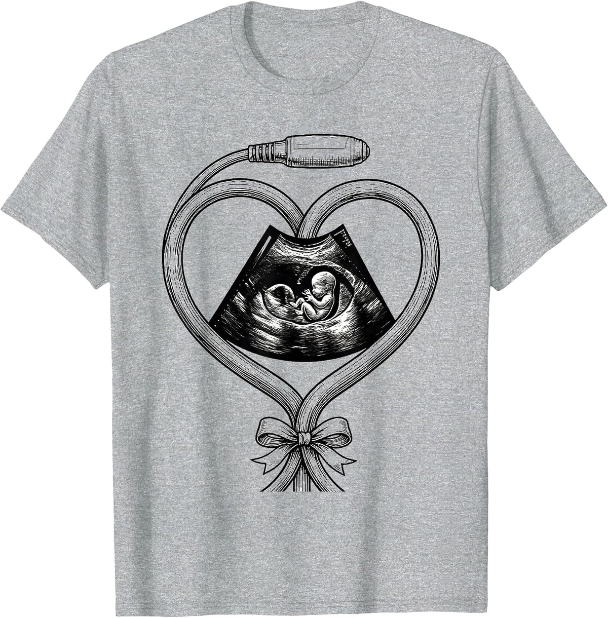 Men's Ultrasound Heart Sonographer Valentine Candy Humor T-Shirt - Heather Grey