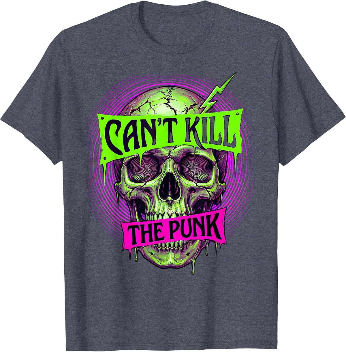 Can't Kill The Punk Rock Graphic Design T-Shirt - Heather Blue