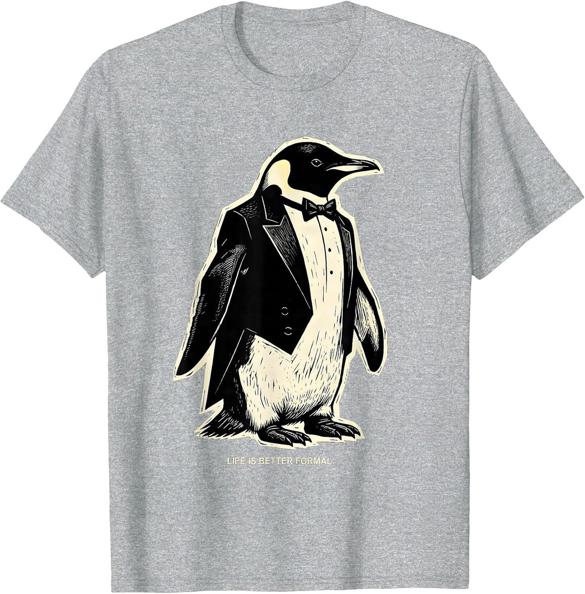 Men's Life Is Better Formal Tuxedo Graphic Design T-Shirt - Heather Grey