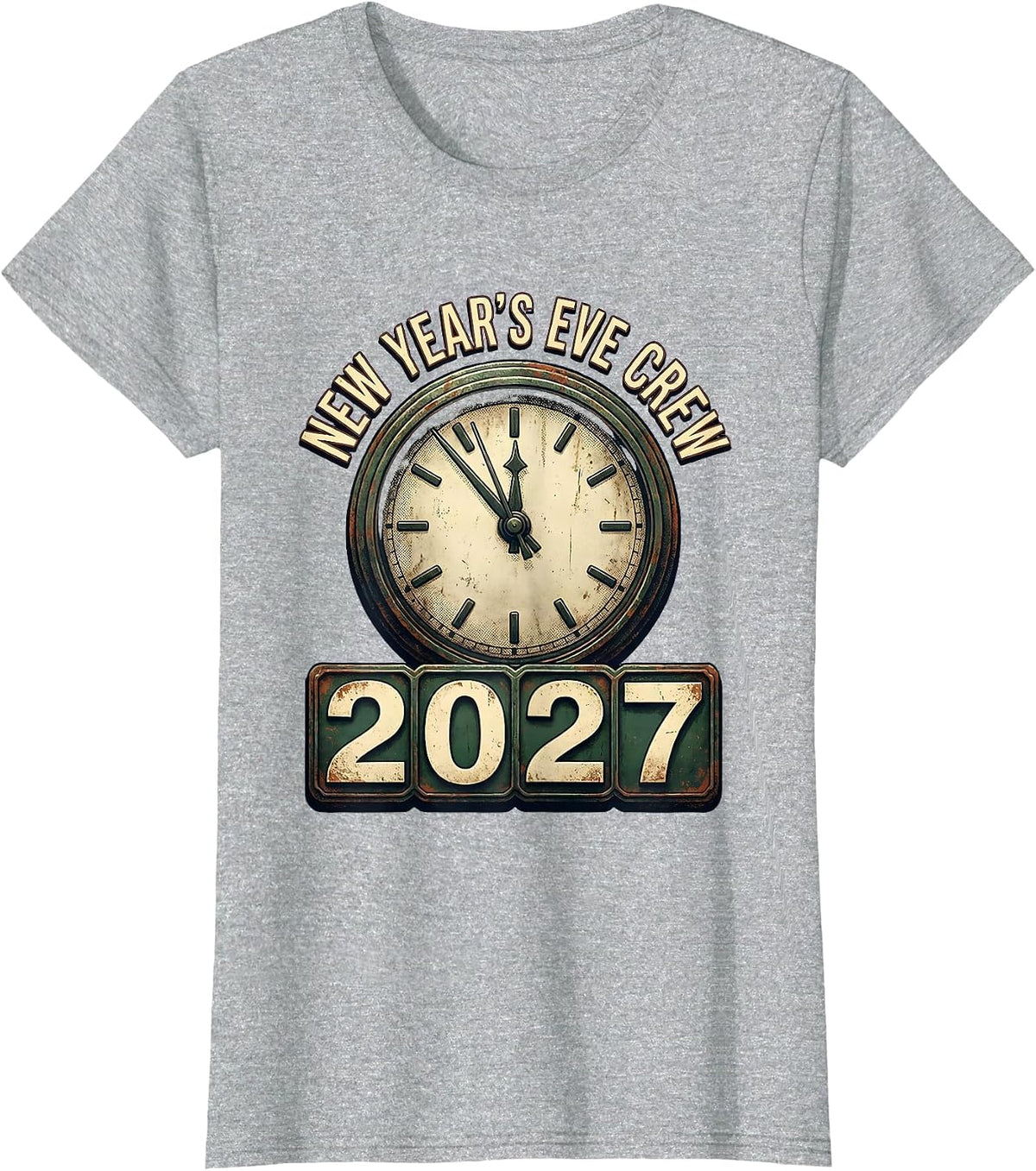 Women's New Year's Eve Crew 2027 Vintage Family Matching Holiday T-Shirt - Heather Grey