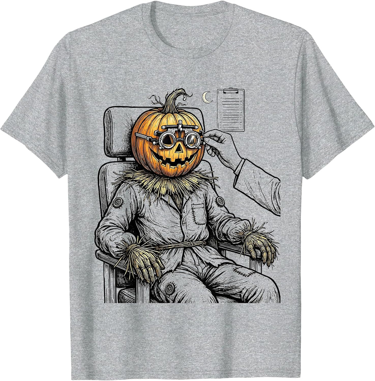 Men's Scarecrow Eye Doctor Halloween Optometry Humor T-Shirt - Heather Grey