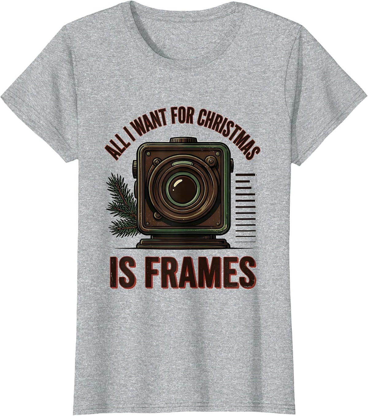 All I Want For Christmas Is Frames Vintage Optometrist Eye T-Shirt - Heather Grey