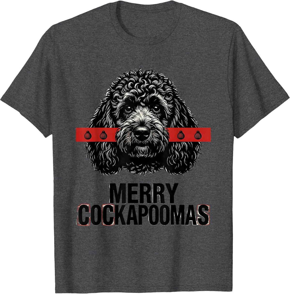 Men's Merry Cockapoomas Wood Type Letterpress Funny Cockapoo T-Shirt - Dark Heather Grey