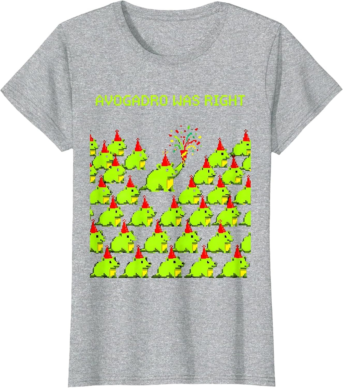 Women's Avogadro Was Right Pixel Art Mole Day Chemistry Teacher T-Shirt - Heather Grey