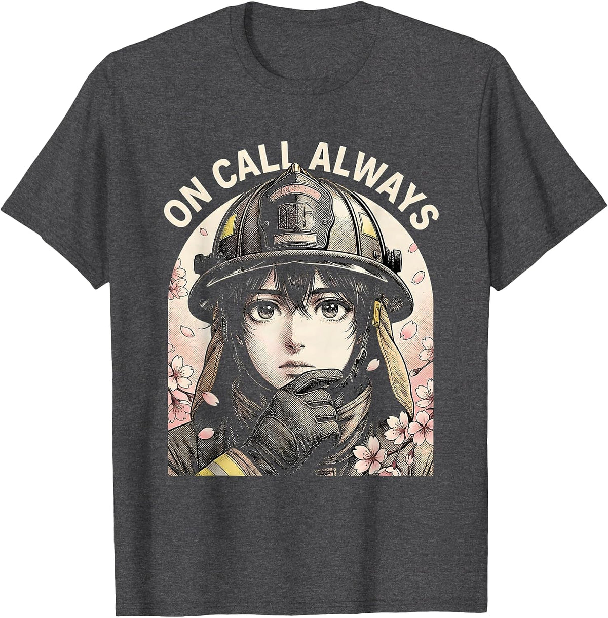Men's On Call Always Firefighter Graphic Design T-Shirt - Dark Heather Grey
