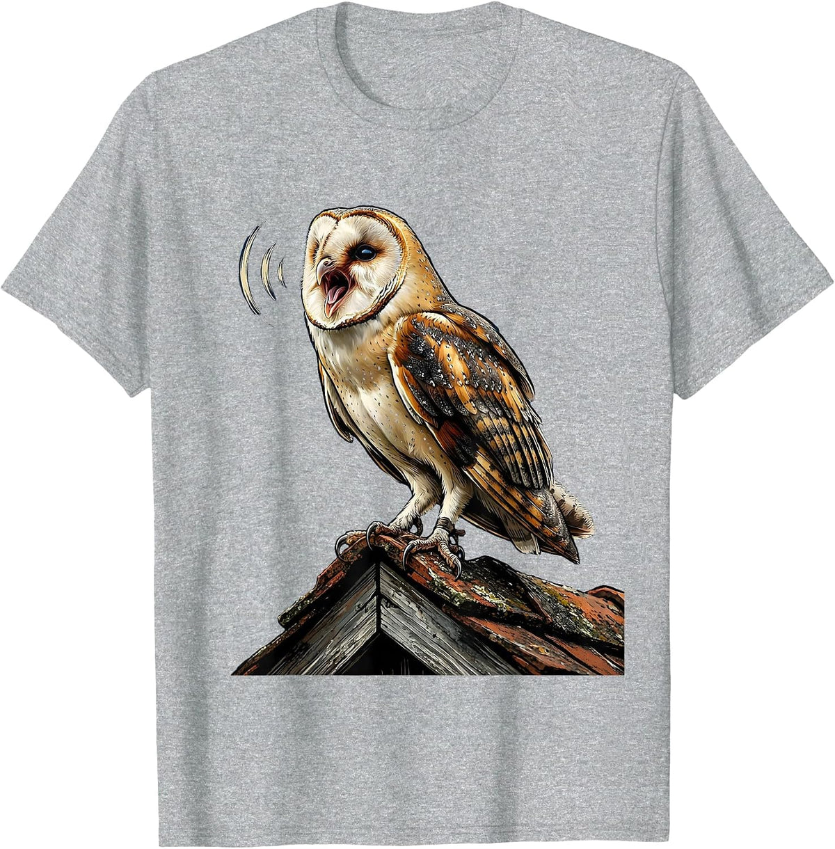 Men's Barn Owl Nighttime Call Vintage Bird Lover Whimsical T-Shirt - Heather Grey