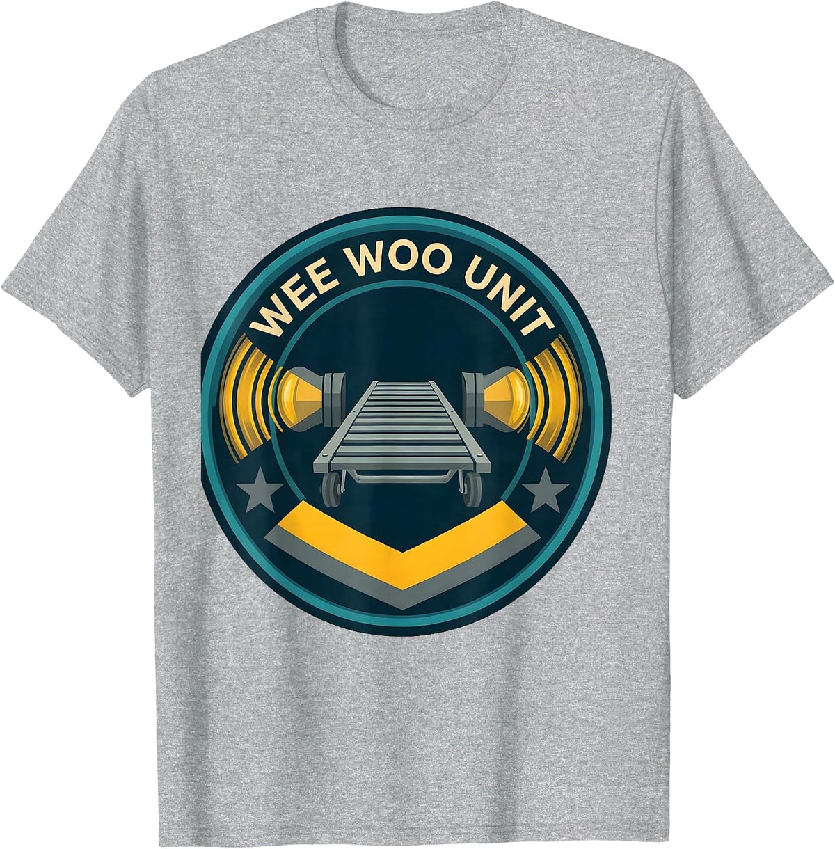 Men's Wee Woo Unit Funny EMT Paramedic EMS Crew Gag Gift T-Shirt - Heather Grey