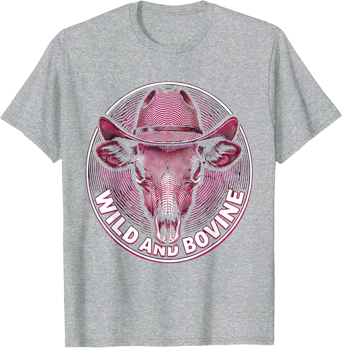 Men's Wild and Bovine Cow Lover Graphic Design T-Shirt - Heather Grey