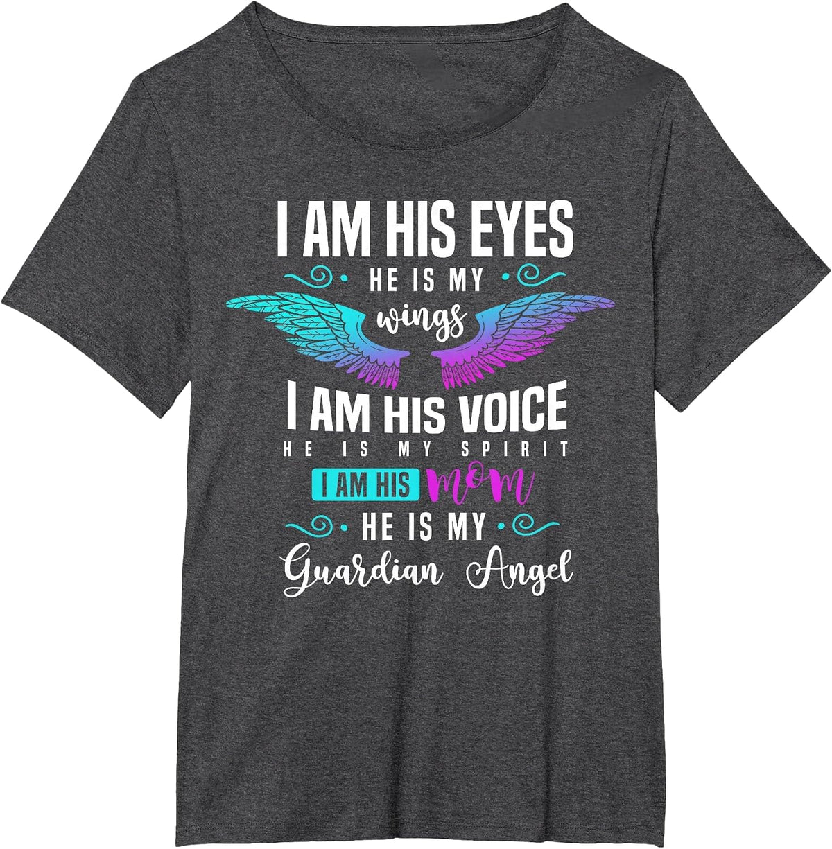 My Son is My Guardian Angel Tee I Am His Mom, Grief T-Shirt - Dark Heather Grey