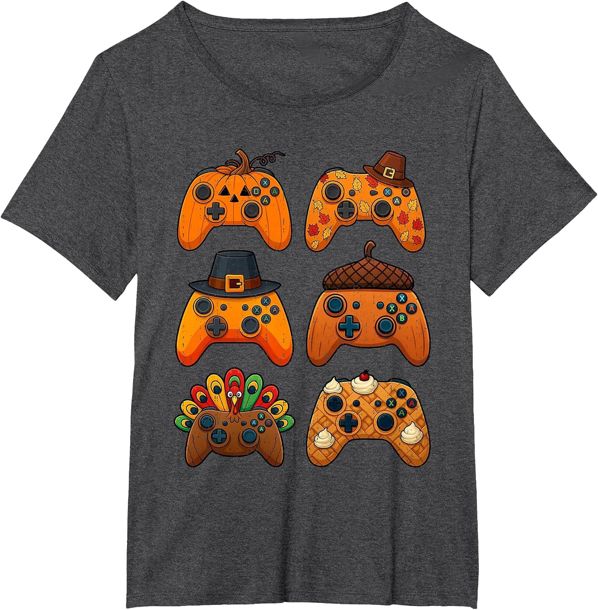 Gamer Turkey Fall Thanksgiving Video Game Gaming Teen Boys T-Shirt - Dark Heather Grey