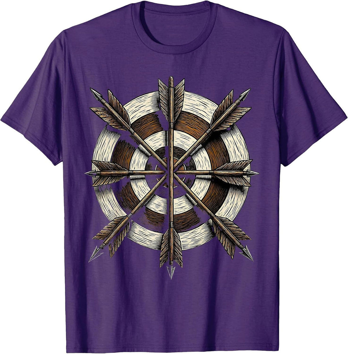 Bullseye Archery Target Arrows Hunting Graphic T-Shirt - Purple