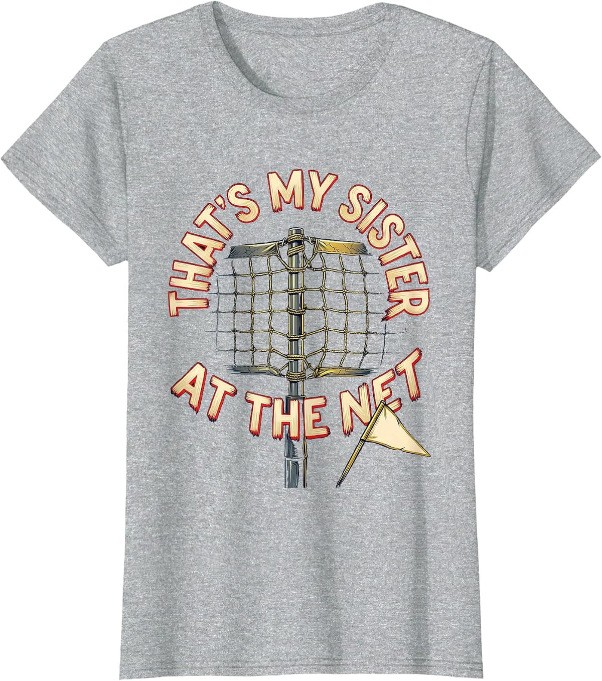 Women's That's My Sister At The Net Volleyball Grandma Family Pride T-Shirt - Heather Grey