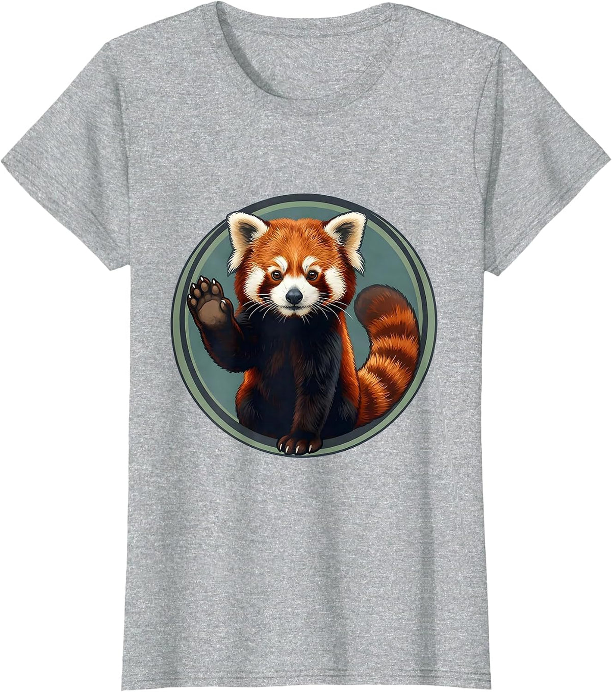 Women's Red Panda Circle Badge Cute Animal Lover Gift T-Shirt - Heather Grey