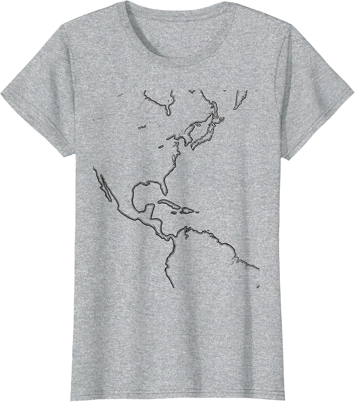Continuous Coastline Line Art Geography Lover T-Shirt - Heather Grey