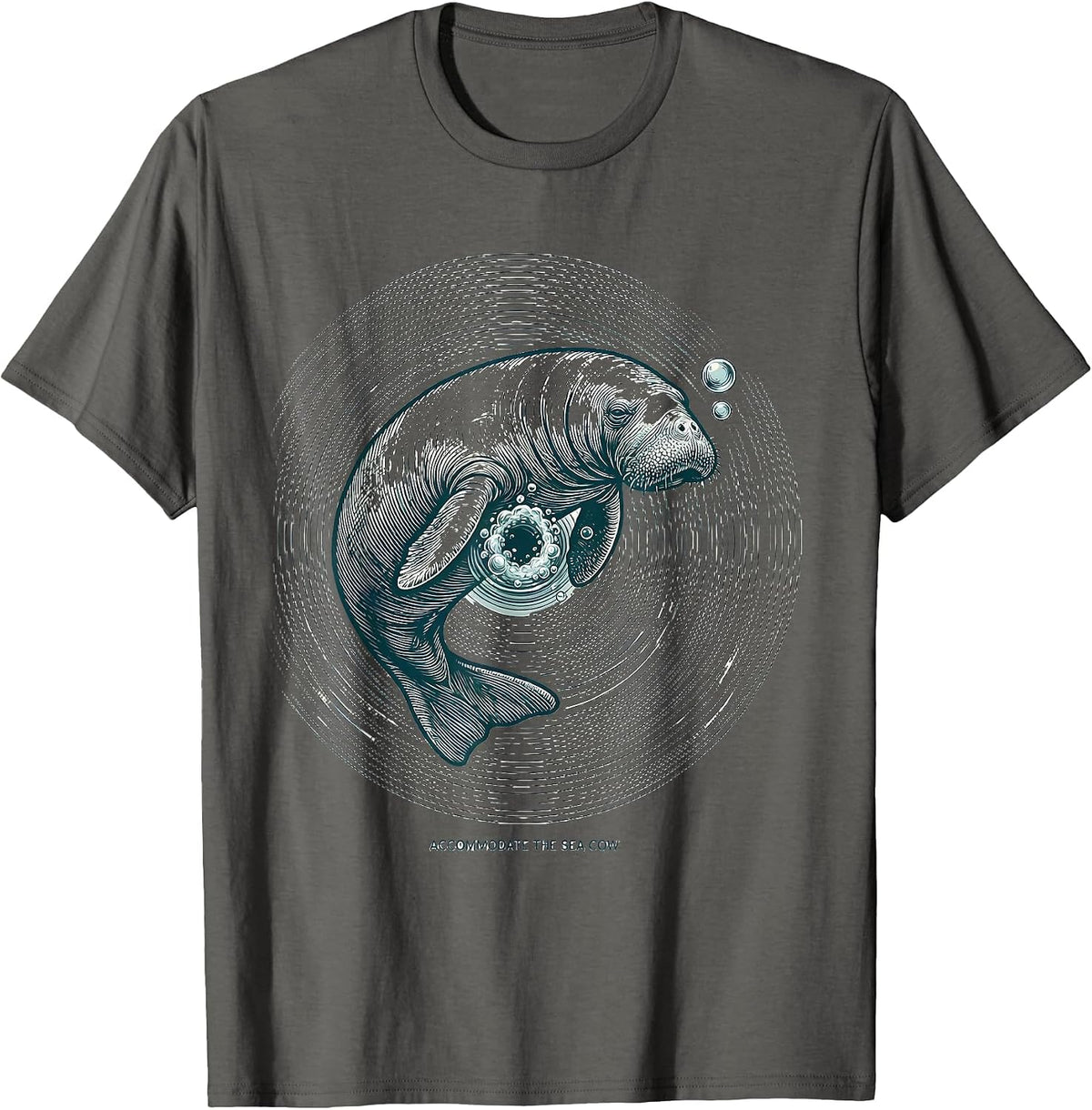 Accommodate The Sea Cow Funny Manatee Wildlife Lover Gift T-Shirt - Asphalt Grey