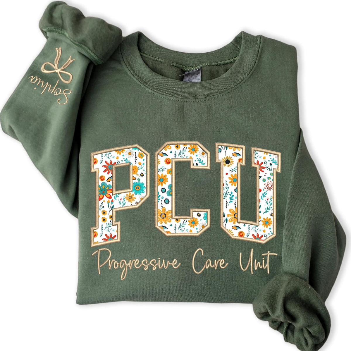 Embroidered Nurse Sweatshirt – Custom Name & Specialty, Personalized Gift for Nurses & Healthcare Heroes - Pcu