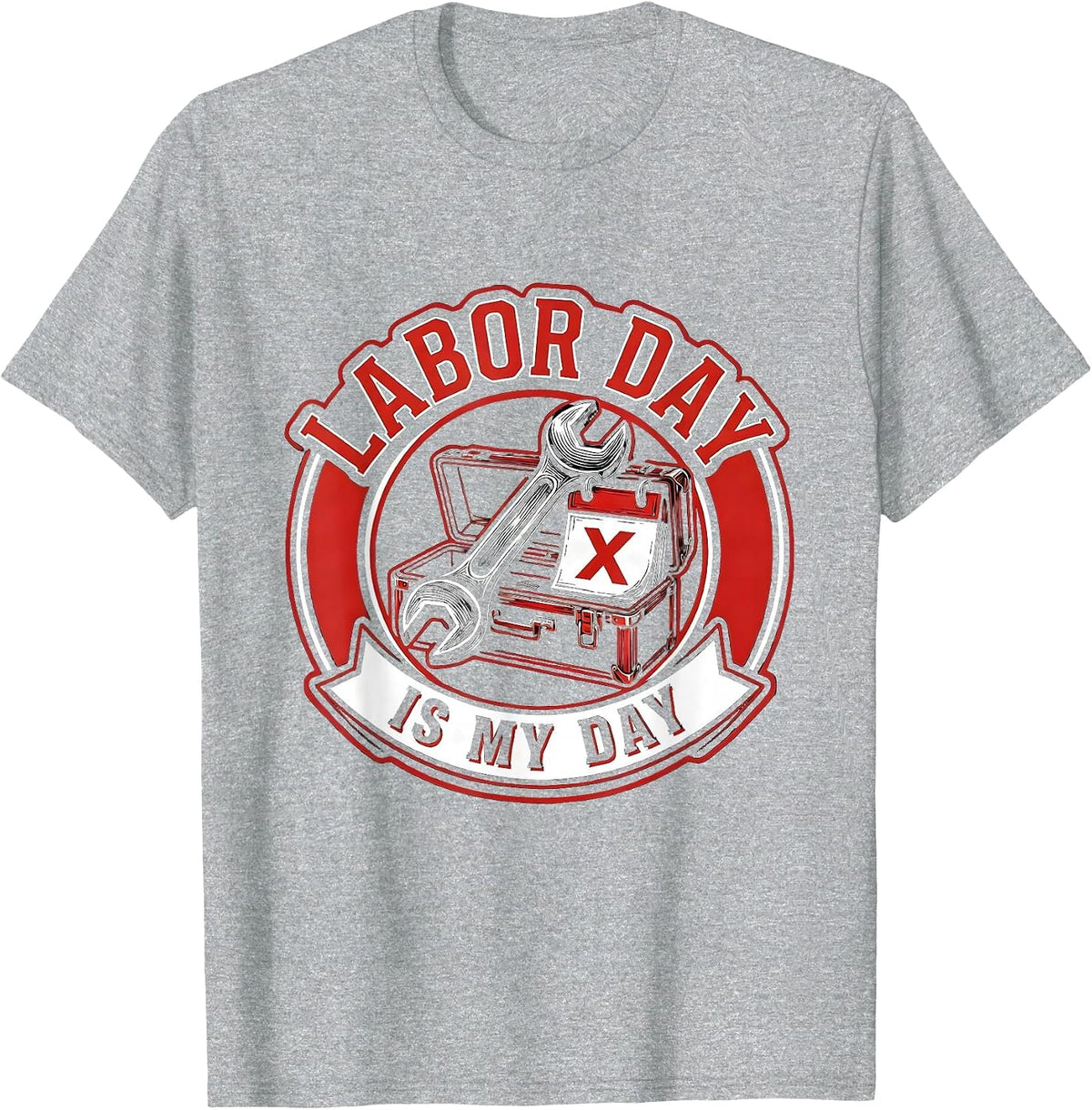 Men's Labor Day Is My Day Tattoo Blue Collar Worker Humor T-Shirt - Heather Grey