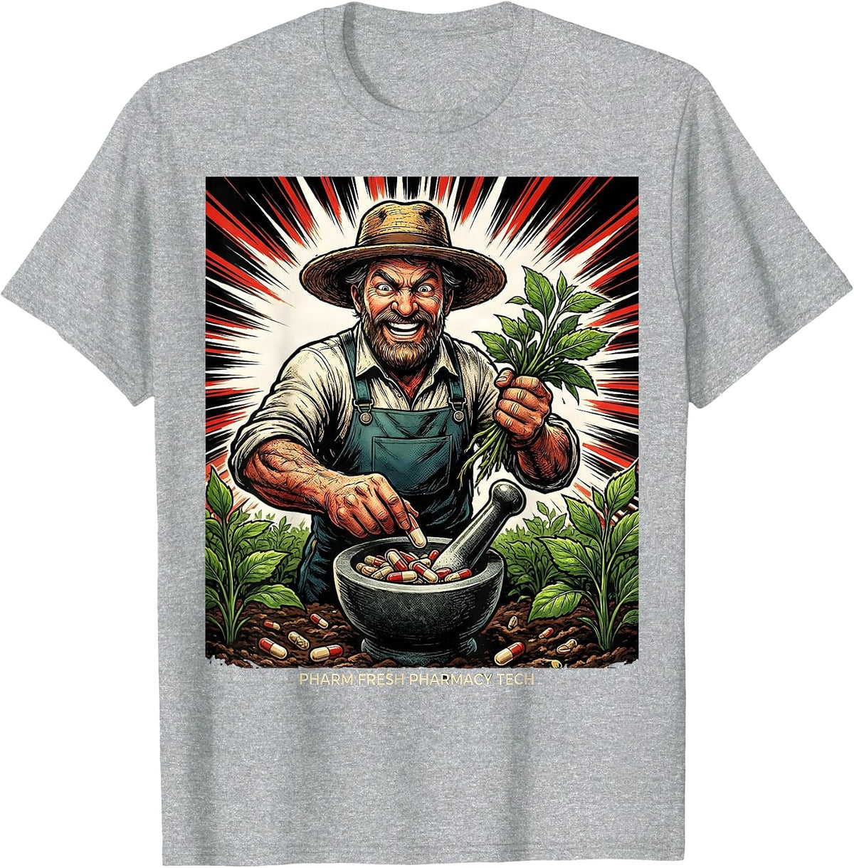 Men's Pharm Fresh Pharmacy Tech Funny Pharmacy Technician Comic T-Shirt - Heather Grey