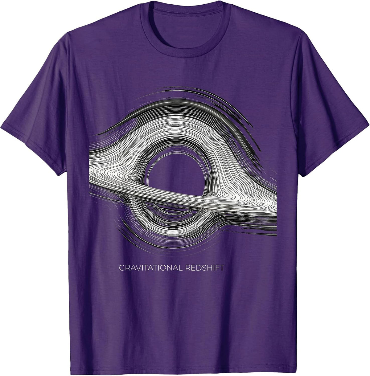 Gravitational Redshift Line Art Black Hole Science T-Shirt - Purple