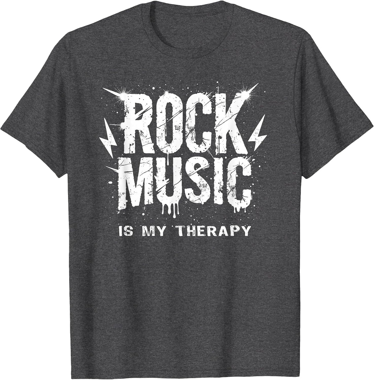 Rock Music is My Therapy T-Shirt - Dark Heather Grey