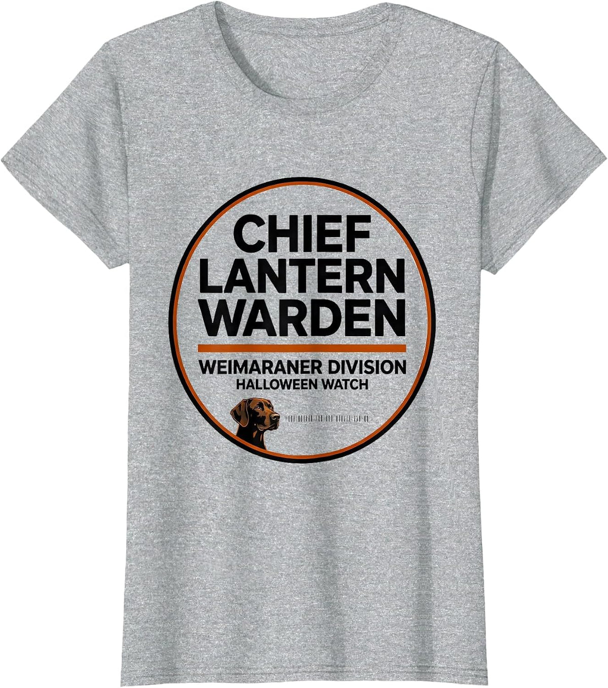 Chief Lantern Warden, Weimaraner Division, Halloween Watch T-Shirt - Heather Grey