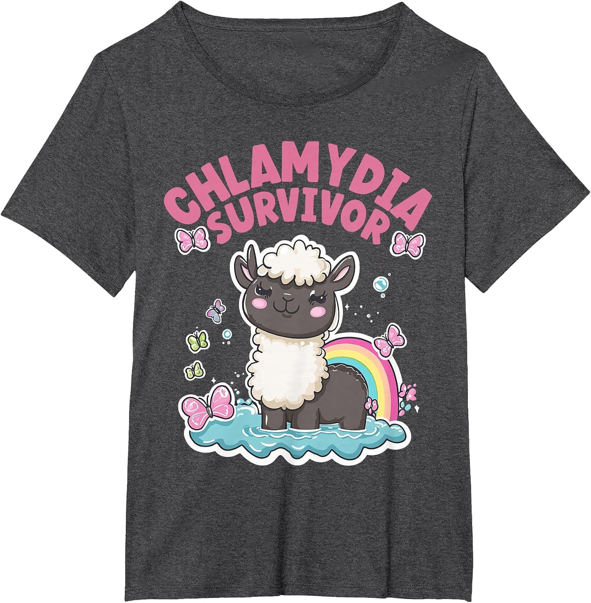 Chlamydia Survivor | Funny Inappropriate | Meme Llama T-Shirt - Dark Heather Grey