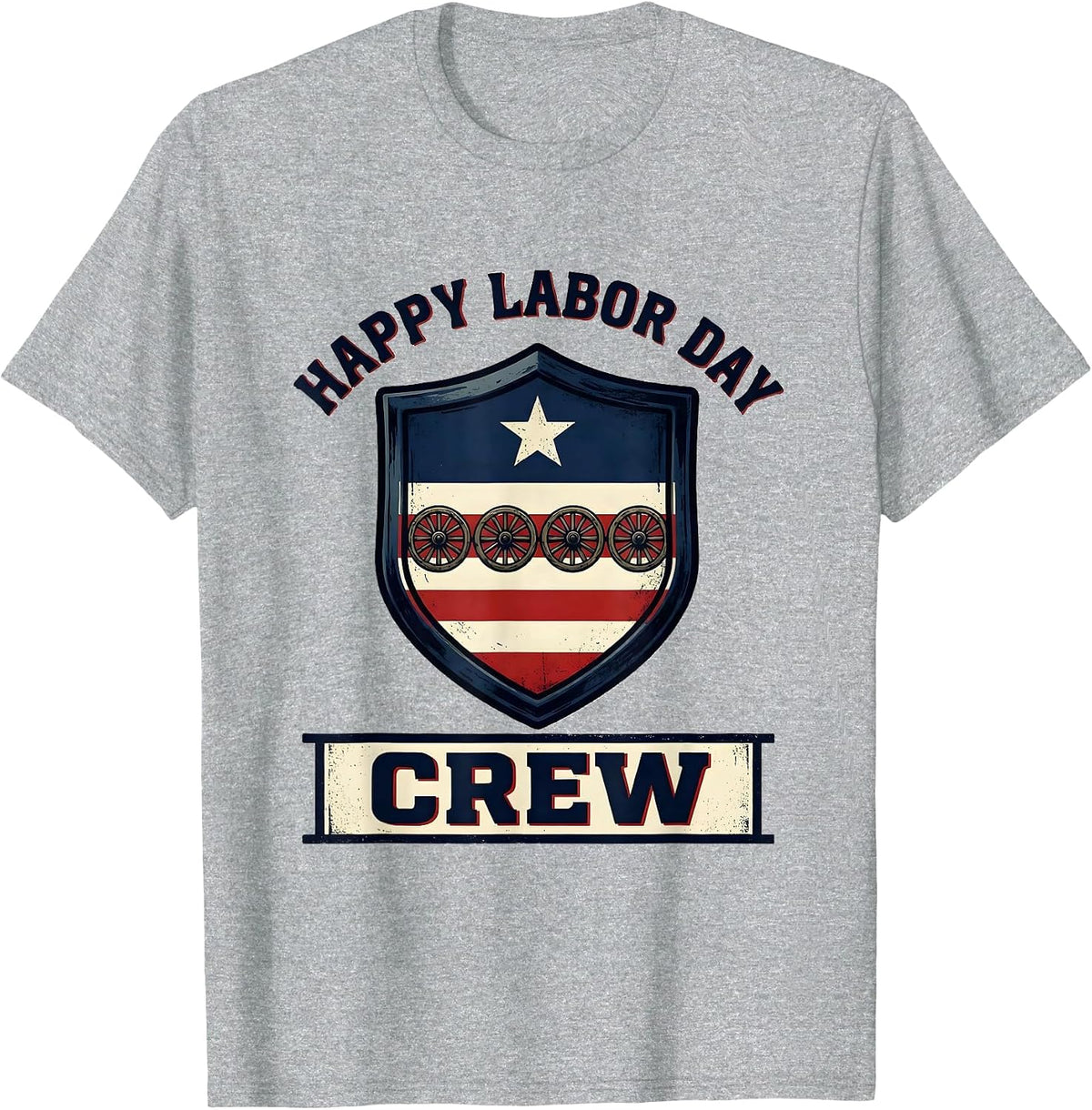 Men's Happy Labor Day Crew Patriotic Americana Labor Day Gift T-Shirt - Heather Grey