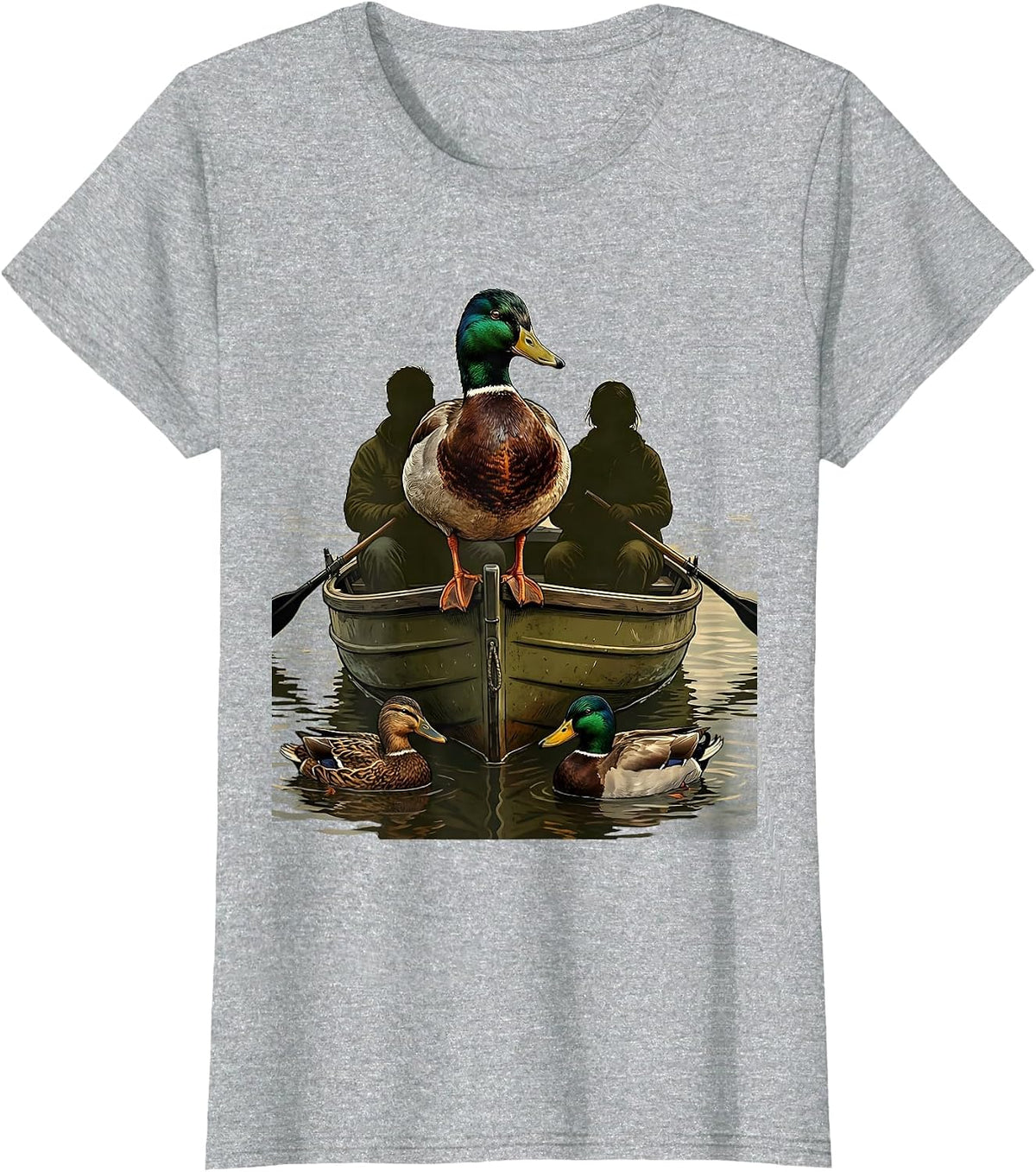 Mallard Drake Hunting Boat Duck Hunter Family Pride T-Shirt - Heather Grey