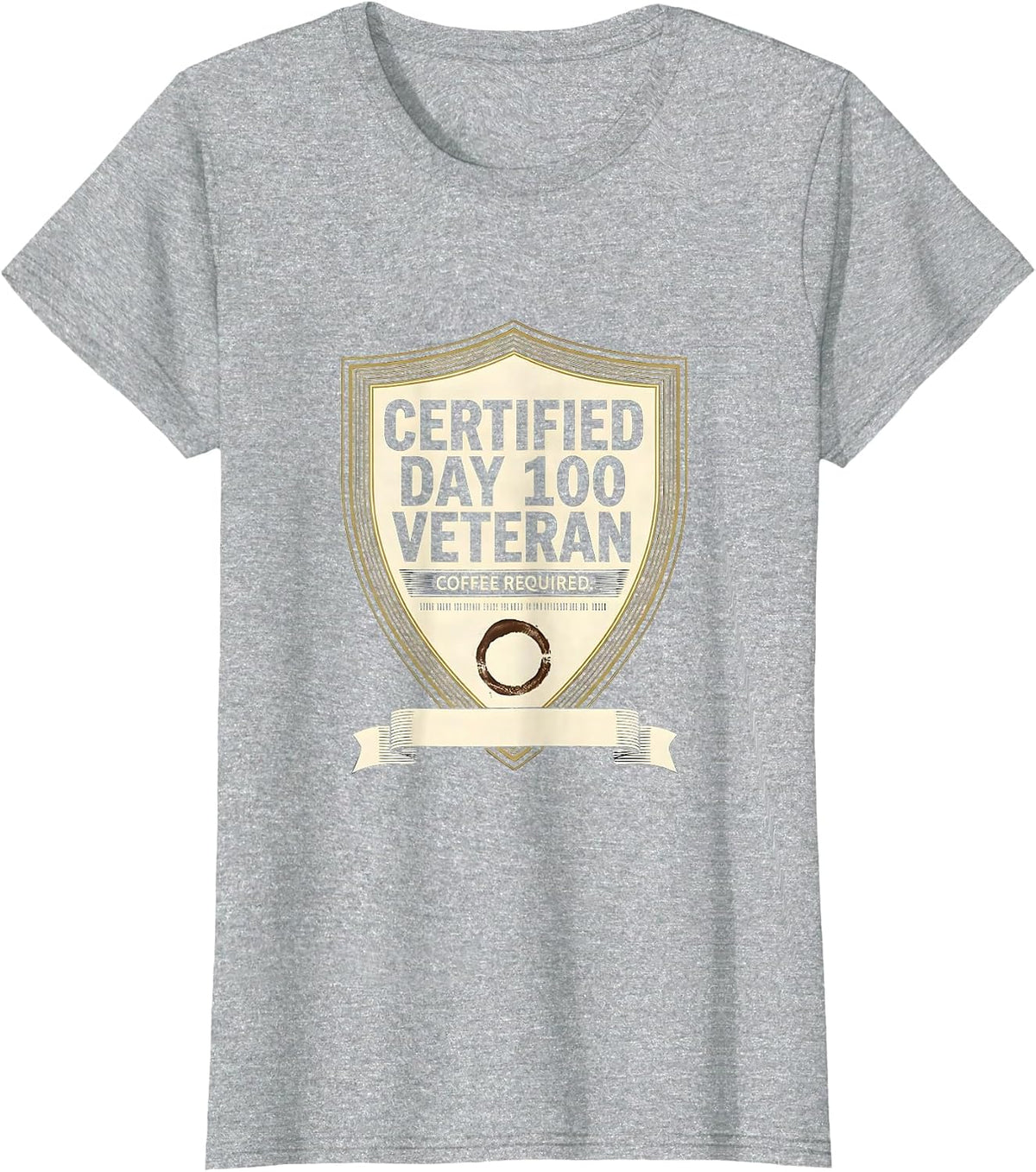 Certified Day 100 Veteran Coffee Required Teacher T-Shirt - Heather Grey