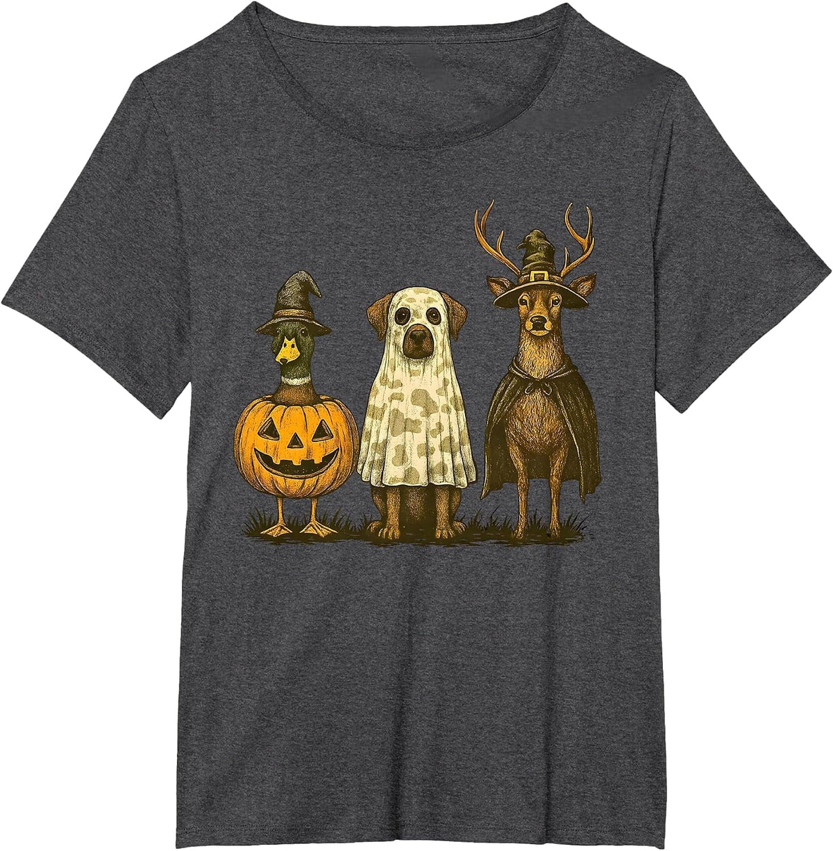 Duck Dog Deer Halloween Costume Hunting Season Men Women Kid T-Shirt - Dark Heather Grey