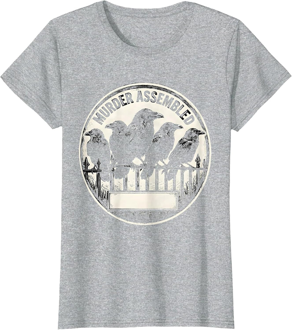 Murder Assembled Gothic Crow Humor Dark Bird Lover Pun T-Shirt - Heather Grey