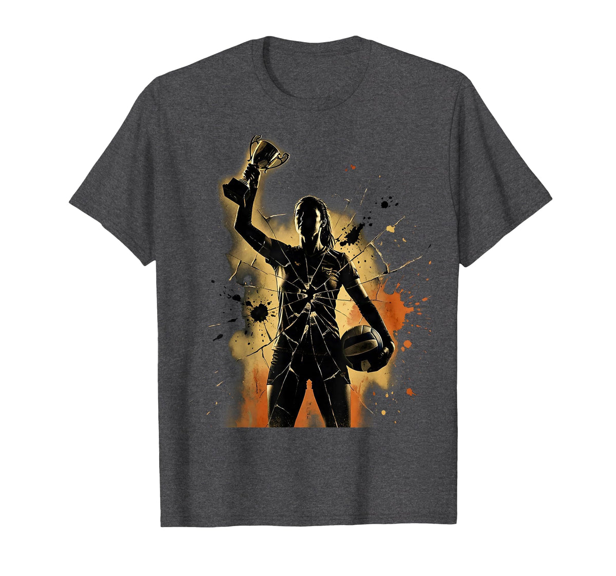 Mademark Men's Volleyball Mom Trophy and Ball Graphic T-Shirt - Dark Heather Grey
