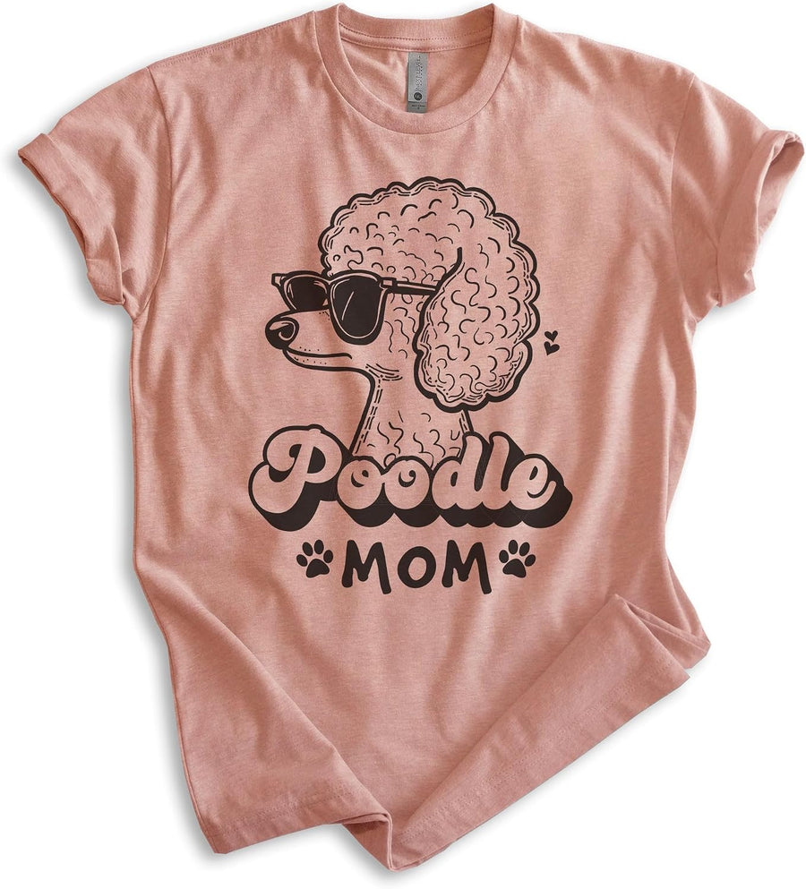 EVERTREE CLOTHING Poodle Mom T-Shirt, Unisex Women's Shirt, Standard Poodle Owner, Best Dog Mom Gift - Heather Sunset