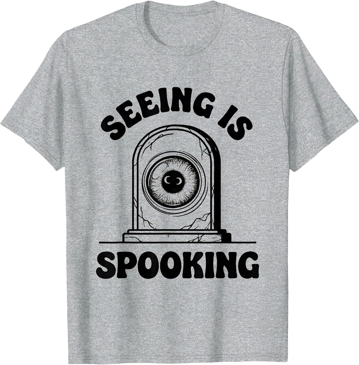 Men's Seeing Is Spooking Funny Optometrist Halloween Eye Doctor T-Shirt - Heather Grey