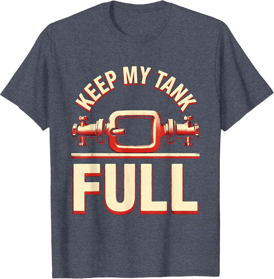 Keep My Tank Full Funny Scuba Diver Vintage Screenprint T-Shirt - Heather Blue