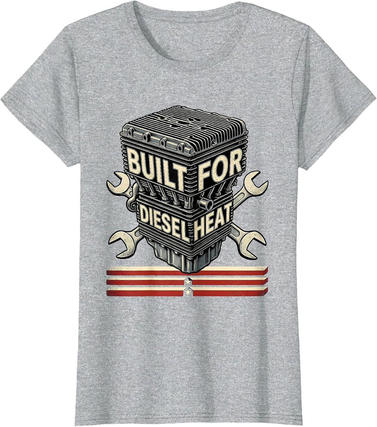 Built For Diesel Heat Stencil Graphic Oilfield Worker T-Shirt - Heather Grey