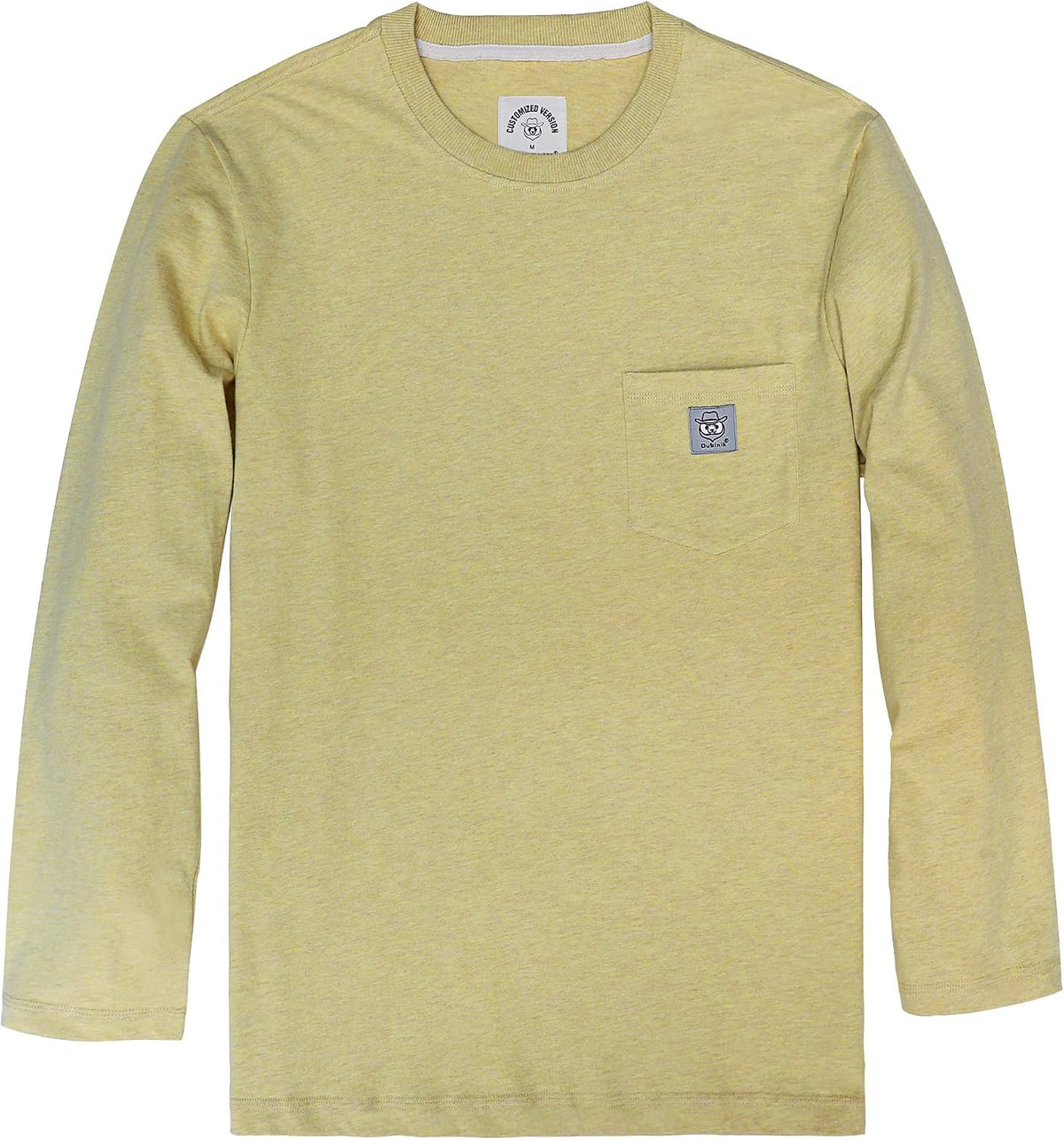 Dubinik® Men's Long Sleeve T-Shirts 100% Cotton Heightwight Workwear with Pocket - Yellow 312