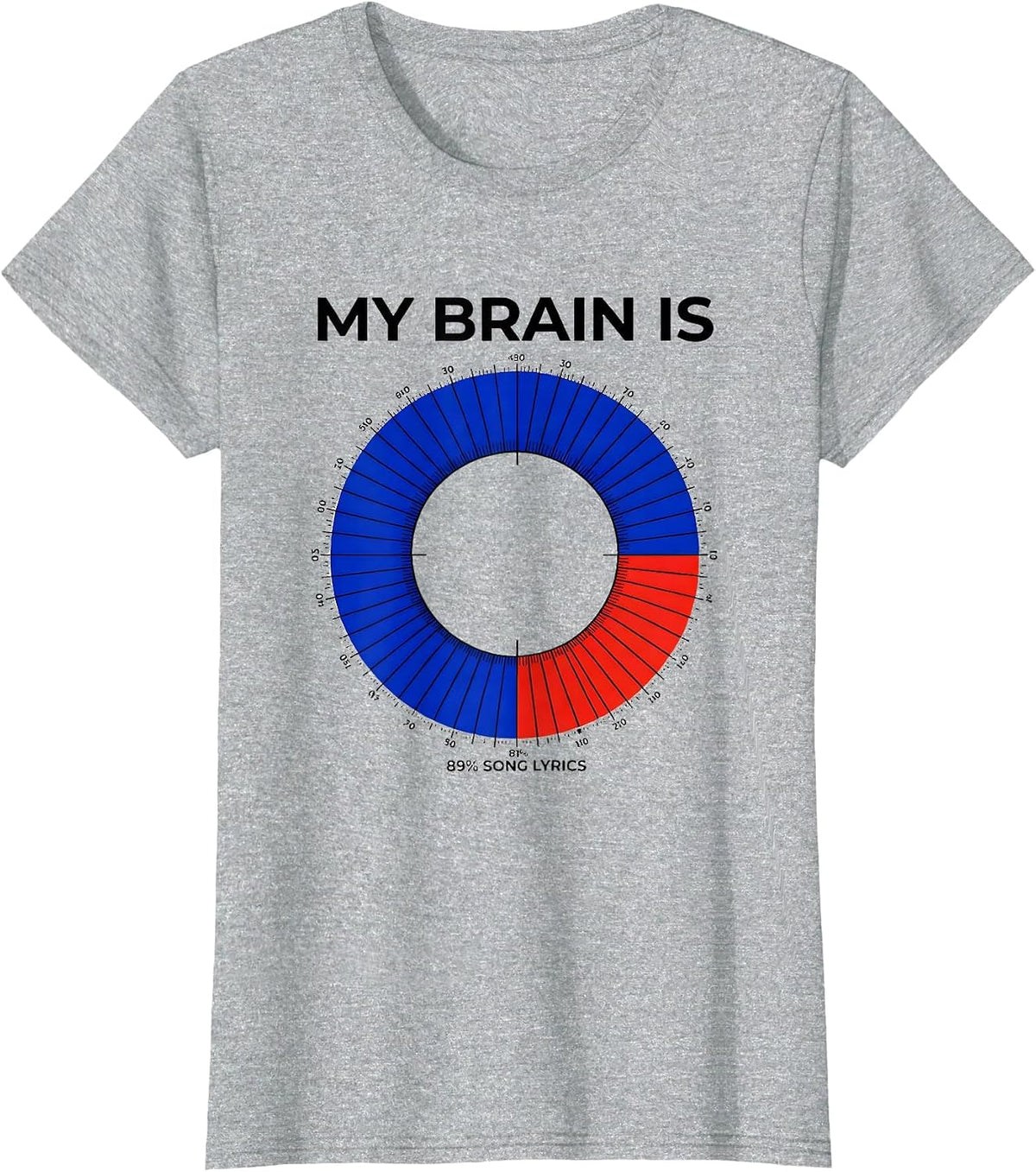 My Brain Is 89% Song Lyrics Funny Music Lover Gift T-Shirt - Heather Grey