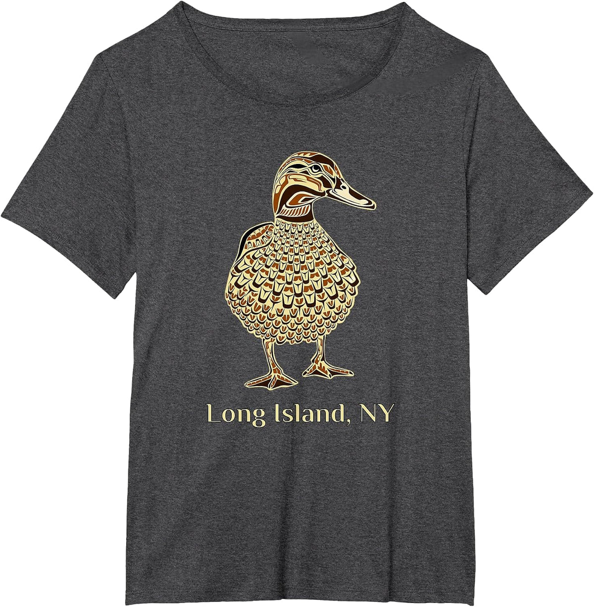 Long Island NY Native American Mallard Duck Birdwatching T-Shirt - Dark Heather Grey