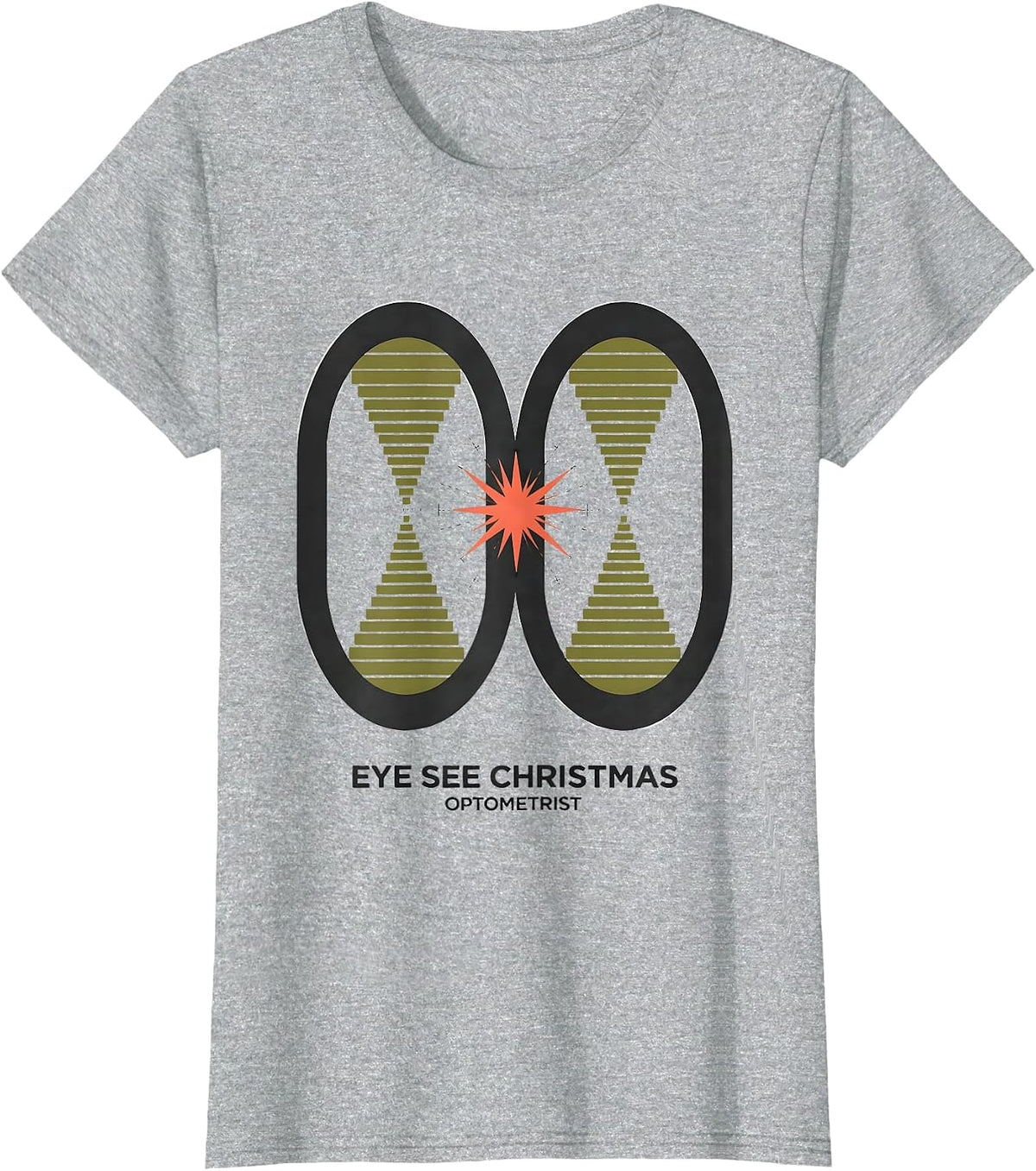 Women's Eye See Christmas Optometrist Midcentury Modern Workplace T-Shirt - Heather Grey