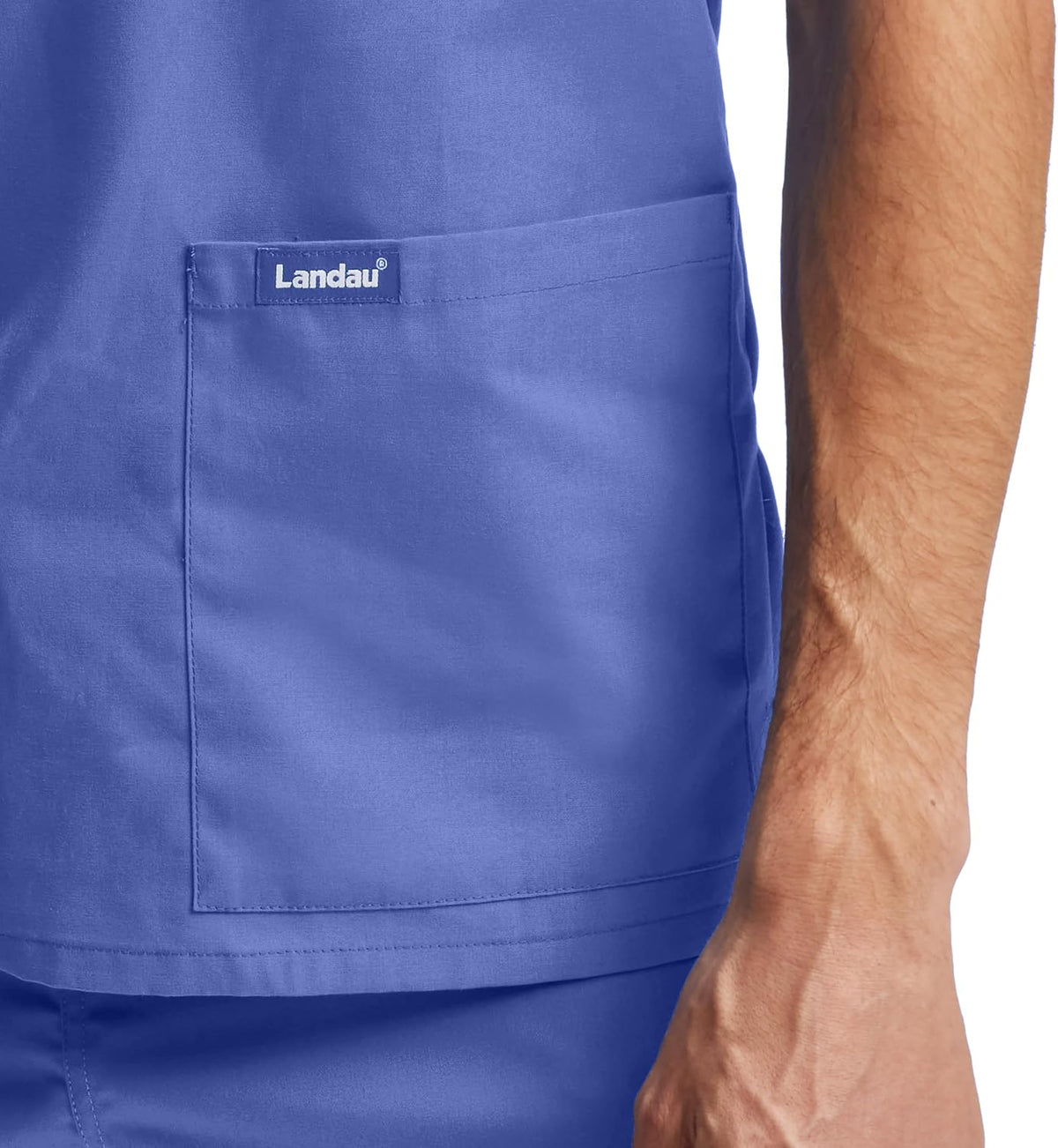 Landau Essentials Unisex Relaxed Fit Durable Breathable 3-Pocket V-Neck Scrub Top with Chest Pocket LT121 - size chart