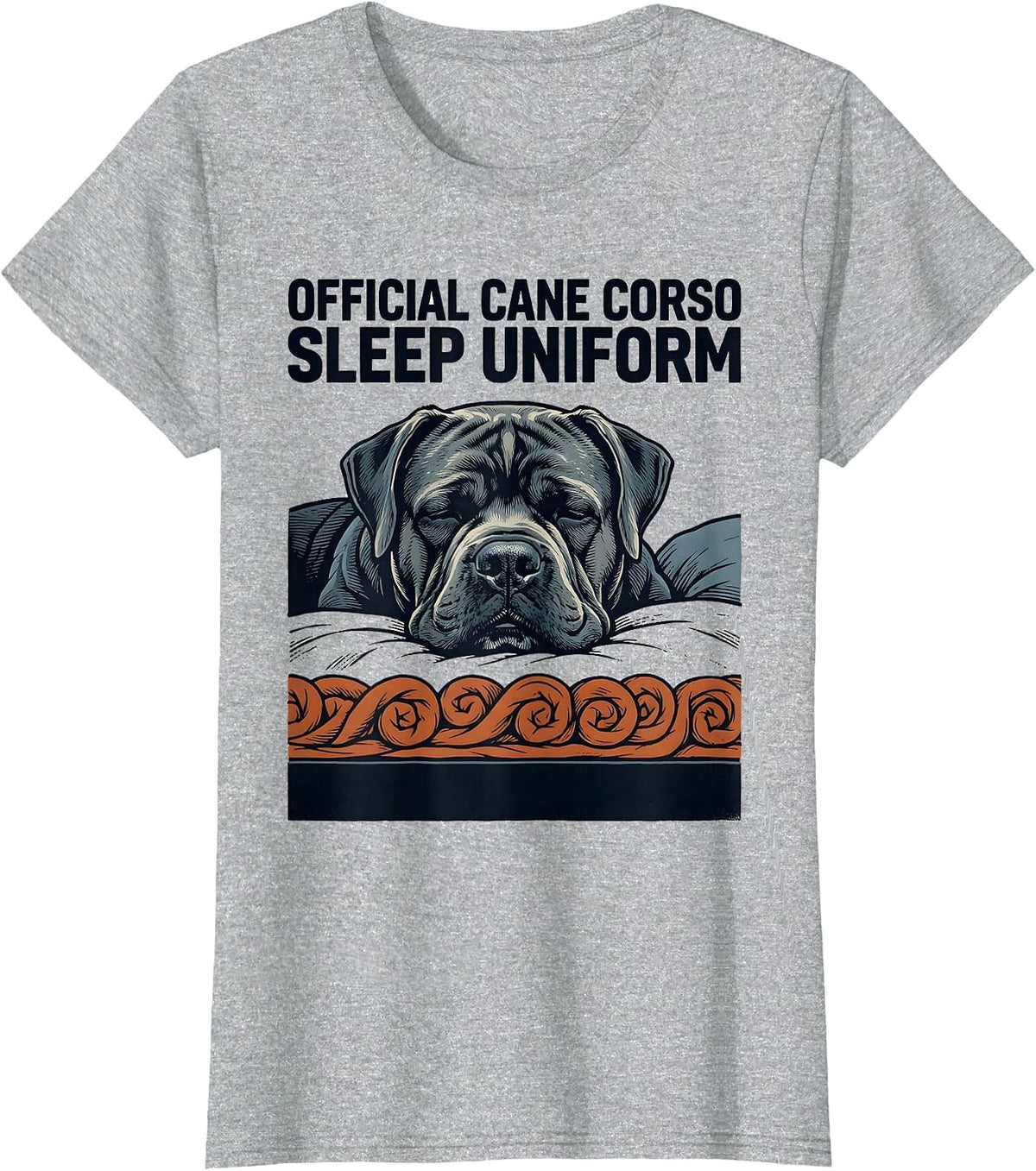 Official Cane Corso Sleep Uniform Screenprint Dog Lover T-Shirt - Heather Grey