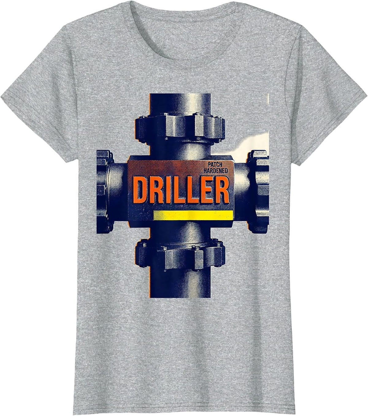 Women's Driller, Patch Hardened Oilfield Worker Rugged Occupation T-Shirt - Heather Grey