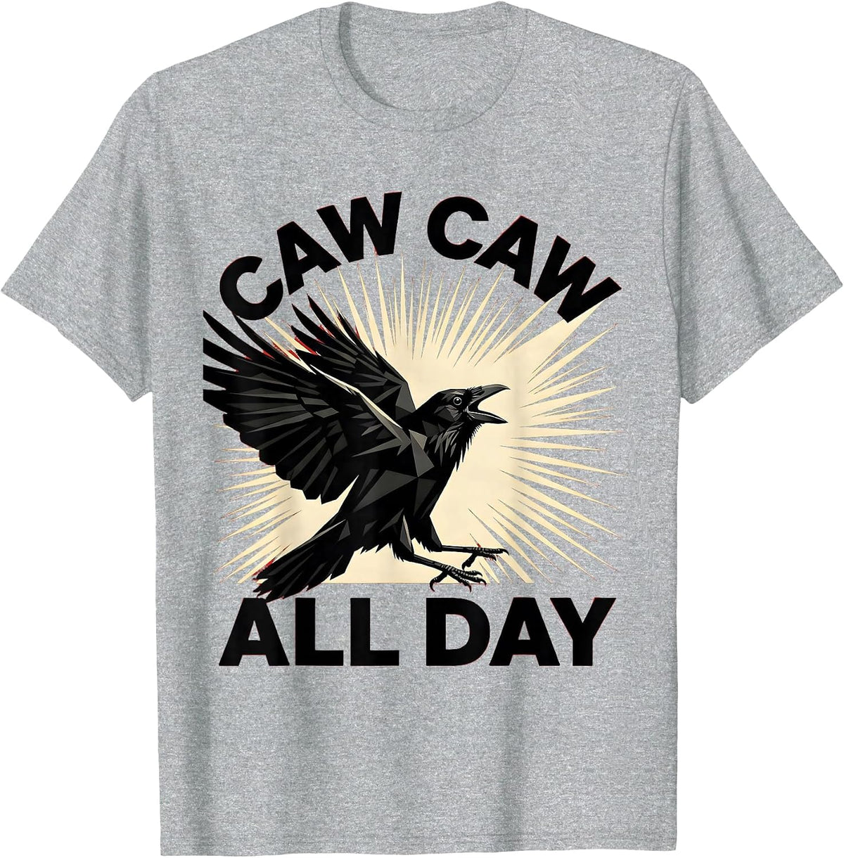 Men's Caw Caw All Day Crow Bird Lover Design T-Shirt - Heather Grey