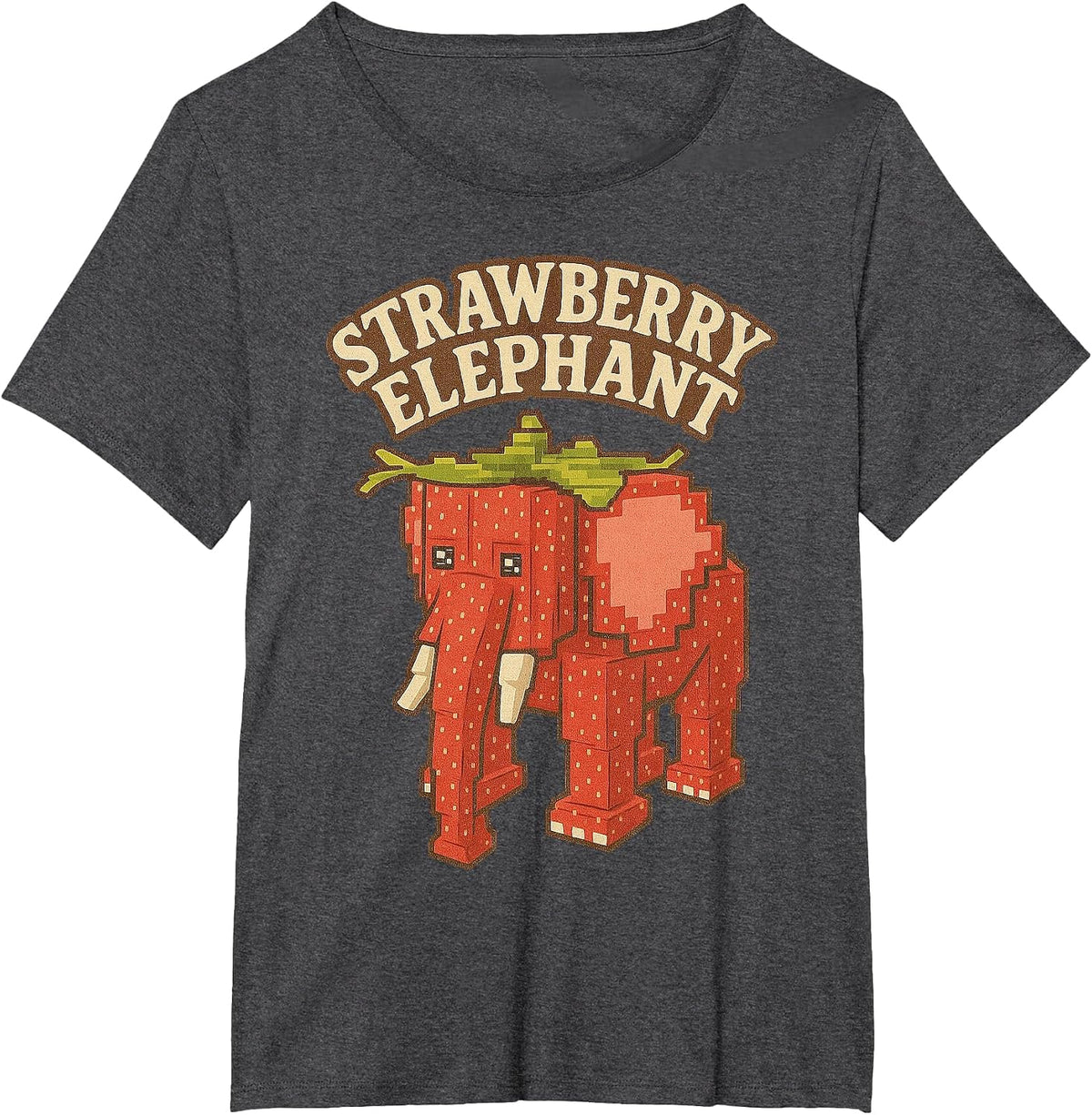 Strawberry Elephant Funny Italian Brainrot Slang Gaming Meme T-Shirt - Dark Heather Grey