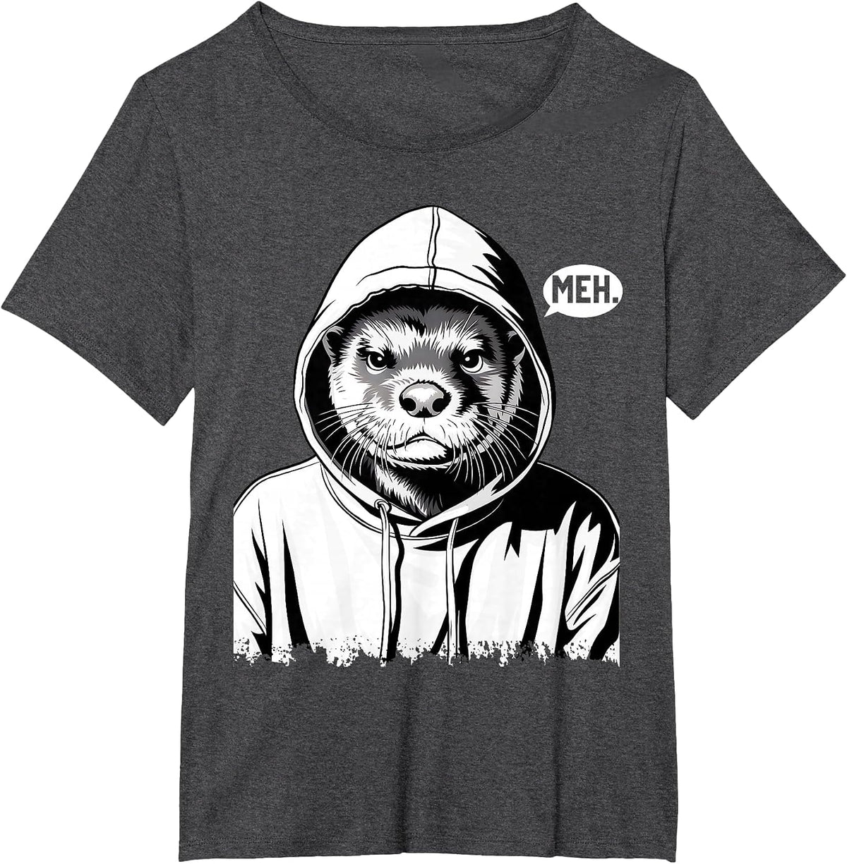 Funny Meh Otter for Otters Lovers T-Shirt - Dark Heather Grey
